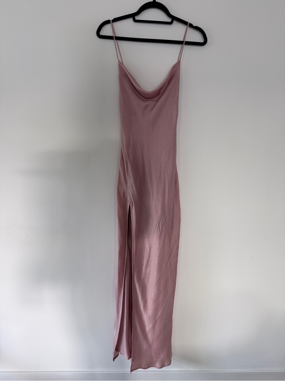 RESA Pink Satin Slip Dress with Thin Straps